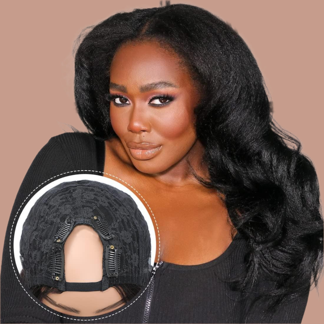 Kinky U-Part Wig straight
