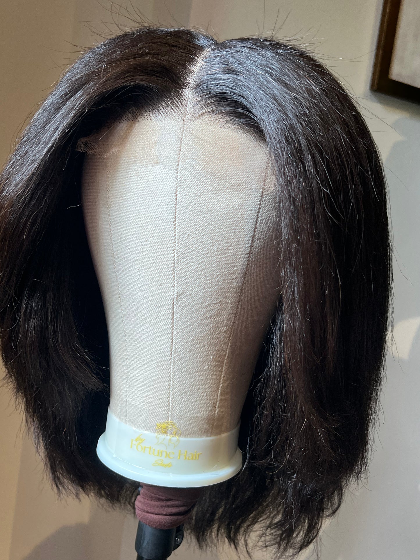 Short Bob cheveux Kinky lisse/ Closure HD lace 5X5