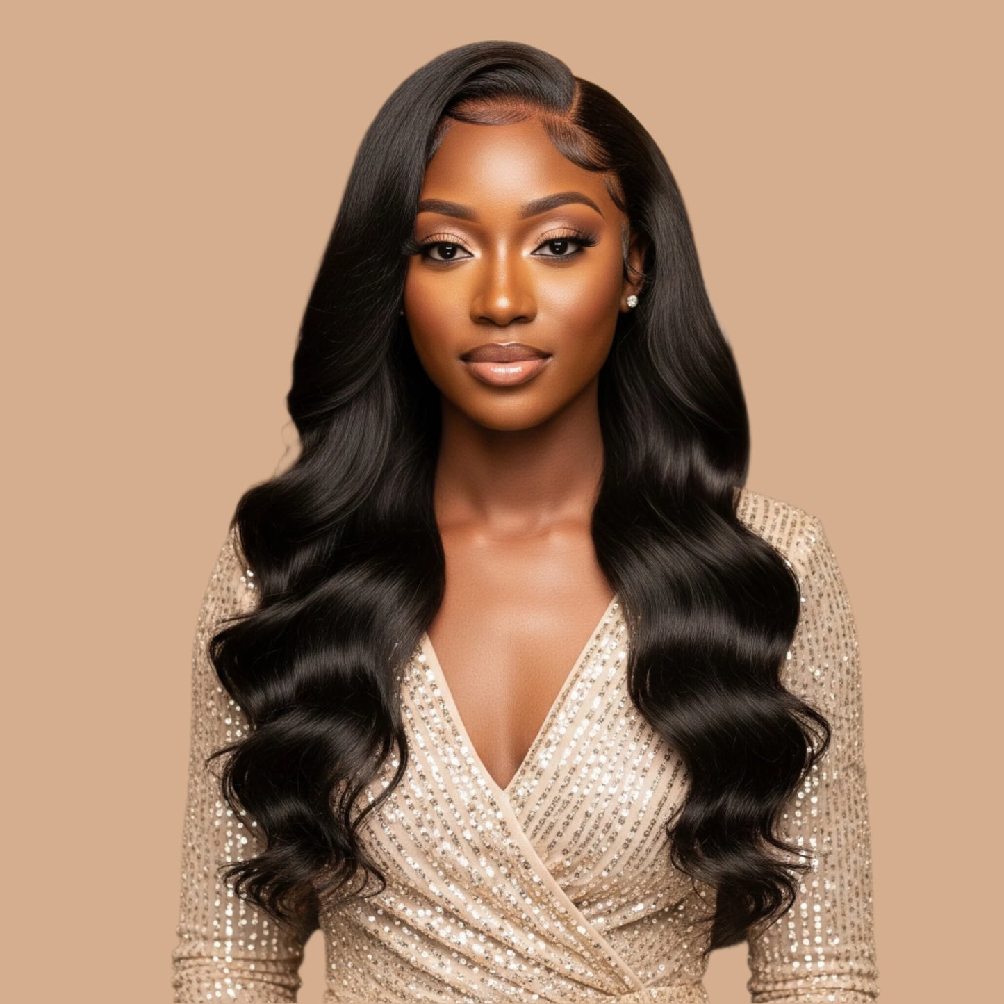 Perruque Bodywave cambodgien avec closure HD 5x5 sans colle