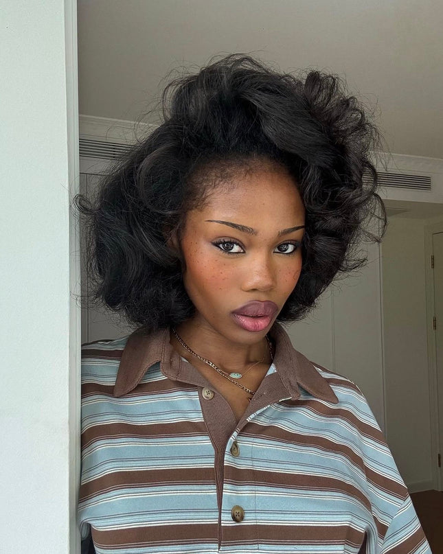 Half-Wig Kinky Straight 3 en 1 Demi-Perruque Sans Colle | ChezFortuneHair