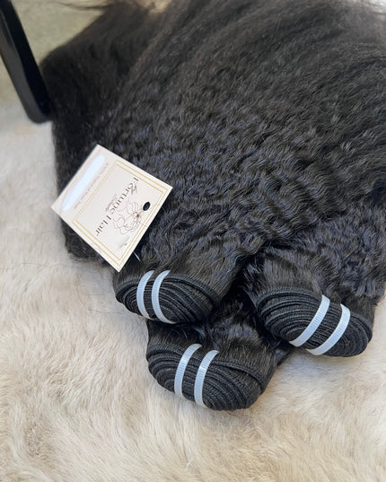 Lot de 3 Tissages Kinky straight  Cheveux 100 % Naturel  Cambodgiens  - Qualité 10A/ Lot de 3