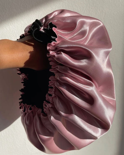 Capuche de nuit en satin réversible à double couche