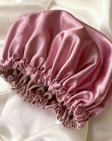 Capuche de nuit en satin réversible à double couche