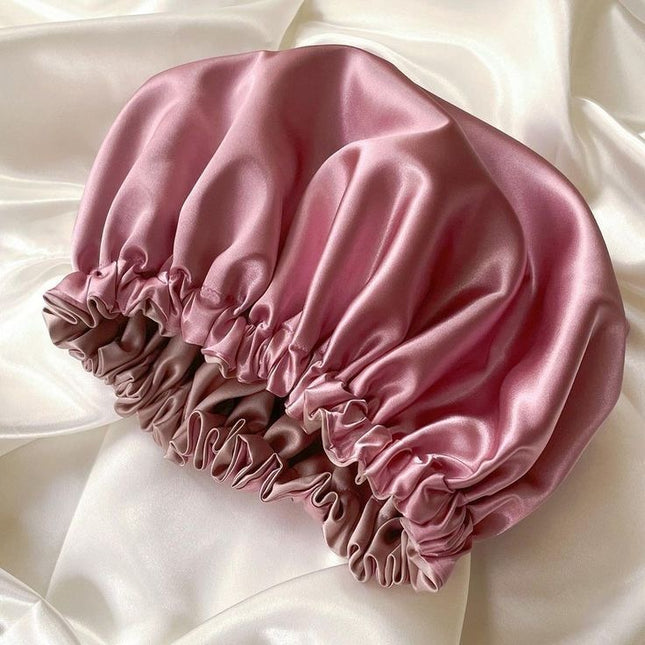 Capuche de nuit en satin réversible à double couche