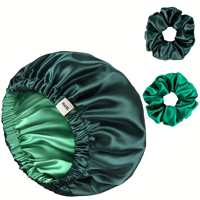 Capuche de nuit en satin réversible à double couche