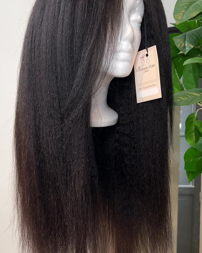 Perruque Clover Kinky Straight – 100 % Cheveux Naturels – 20 Pouces – Qualité Premium 9A (Closure 18 Pouces)
