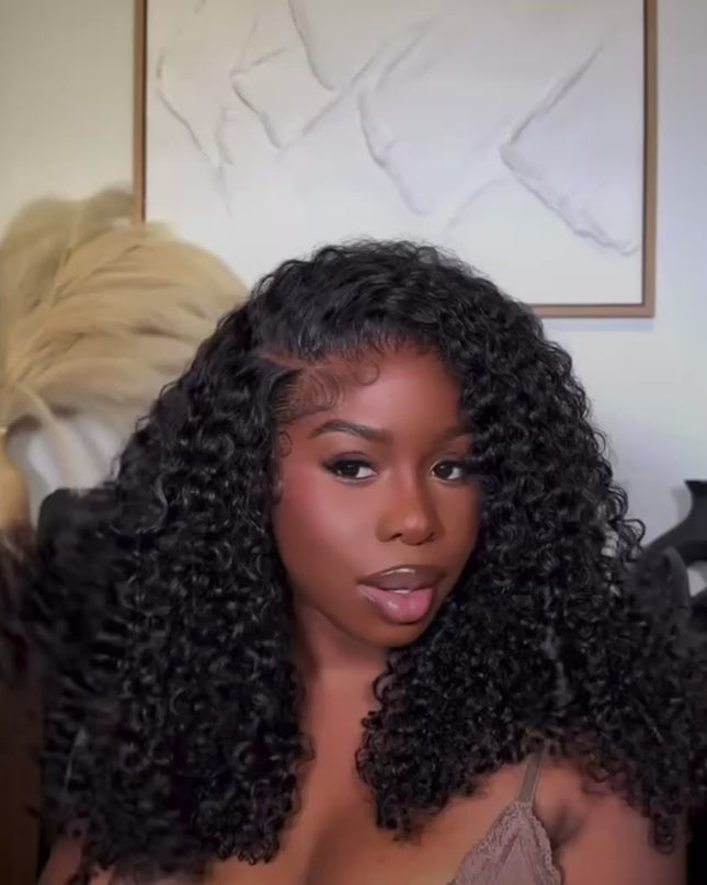 Curly Kinky , closure HD 5X5 Perruque à porter sans colle