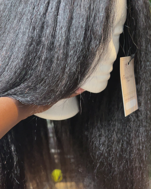 Perruque Clover Kinky Straight – 100 % Cheveux Naturels – 20 Pouces – Qualité Premium 9A (Closure 18 Pouces)